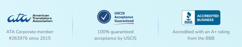 移民美国向美国移民局USCIS申请材料的英文认证翻译